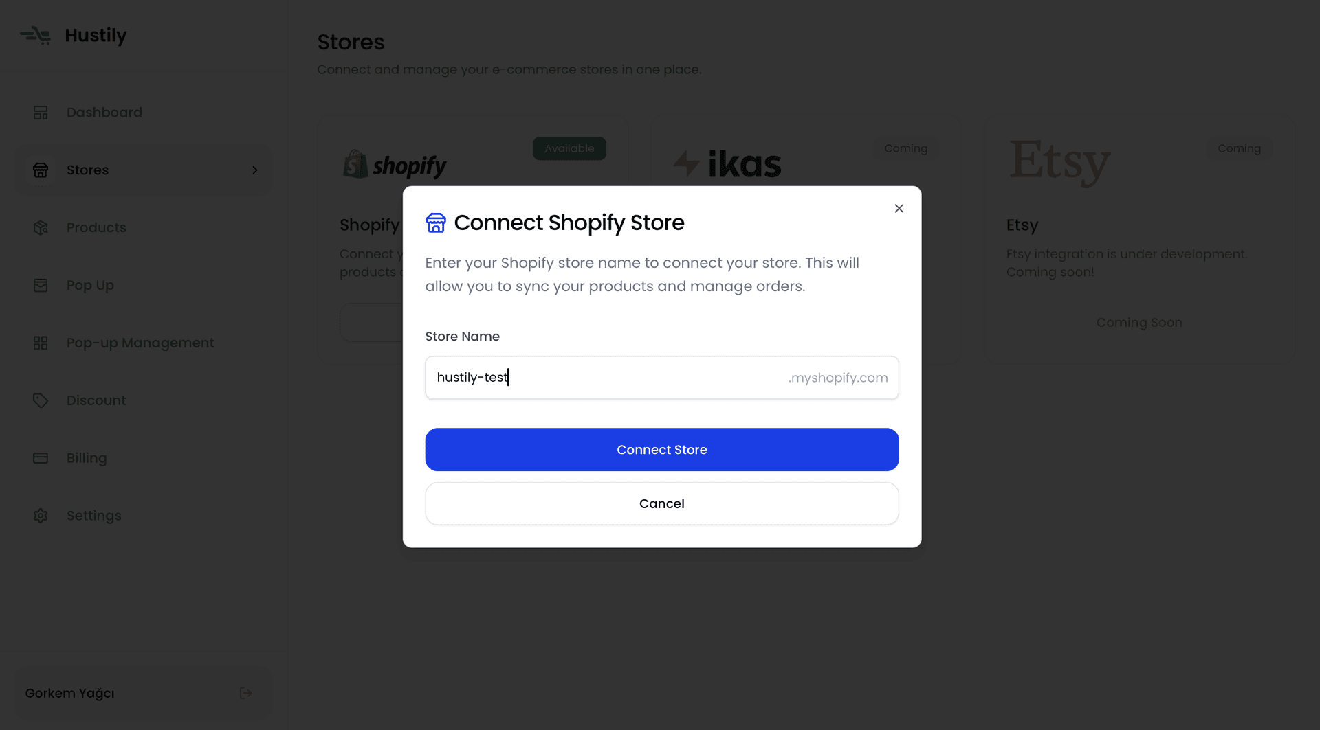 Stores Management Page | Hustily